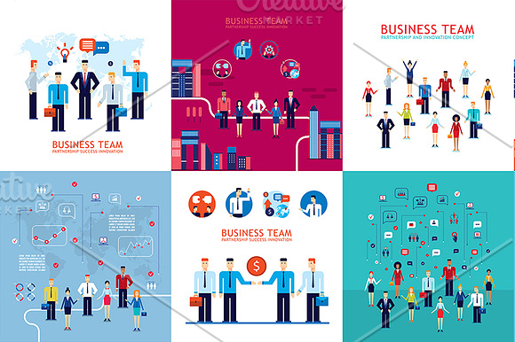 12 teamwork business banners set in Illustrations - product preview 1