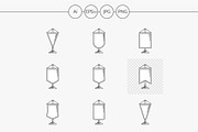 Pennant flat line vector icons set