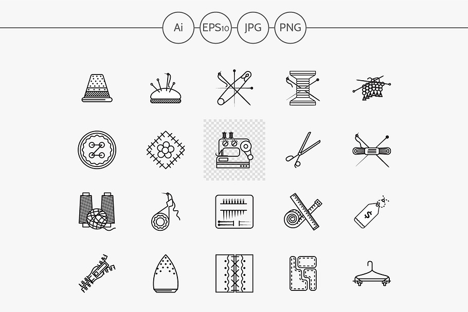 Sewing items flat line vector icons in Icons - product preview 8