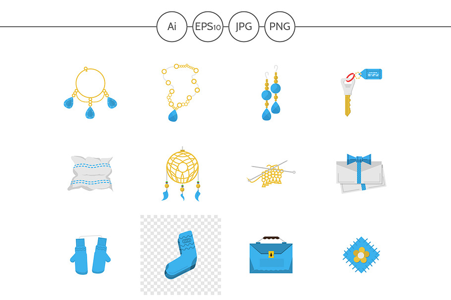 Handmade items flat vector icons set in Graphics - product preview 8