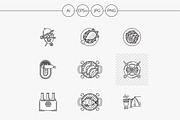 Barbecue flat line vector icons