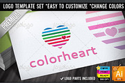 Color Lines Love Heart Logo Template
