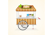 Coffee Market Cart. Vector