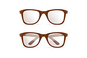 Glasses Brown Hipster. Vector