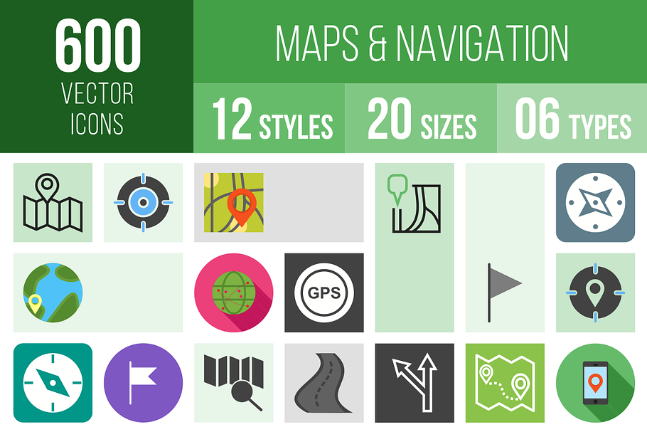 600 Maps & Navigation Icons