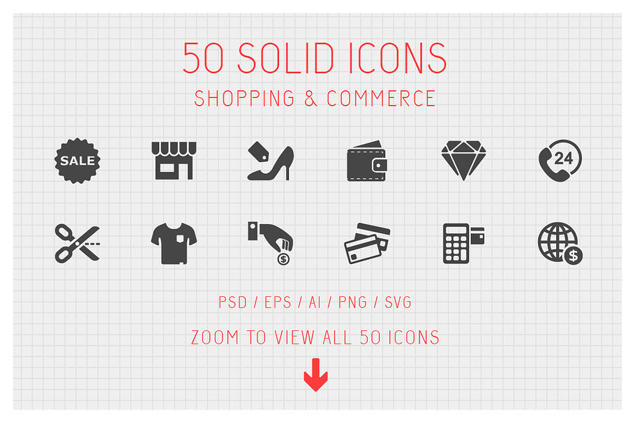 50 Shopping Solid Icons in Graphics - product preview 8