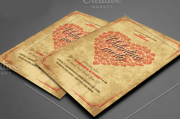 Vintage Valentine Party Flyer in Flyer Templates - product preview 1