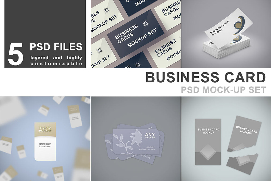 Business Card Mockup Set - 5 PSD in Print Mockups - product preview 8