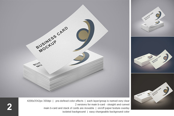 Business Card Mockup Set - 5 PSD in Print Mockups - product preview 2