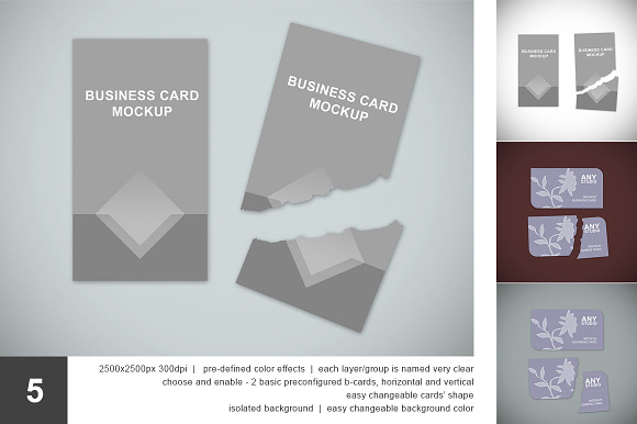 Business Card Mockup Set - 5 PSD in Print Mockups - product preview 5