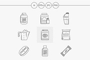 Sport nutrition line vector icons
