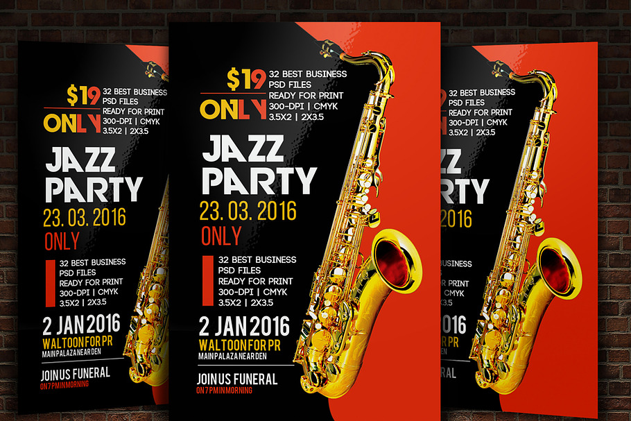 Jazz Festival Flyer Poster in Flyer Templates - product preview 8