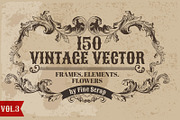 150 Vintage Vector Elements. Vol3.