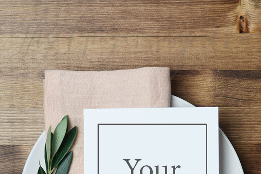 Blush and Olive Branch Place Setting in Print Mockups - product preview 8