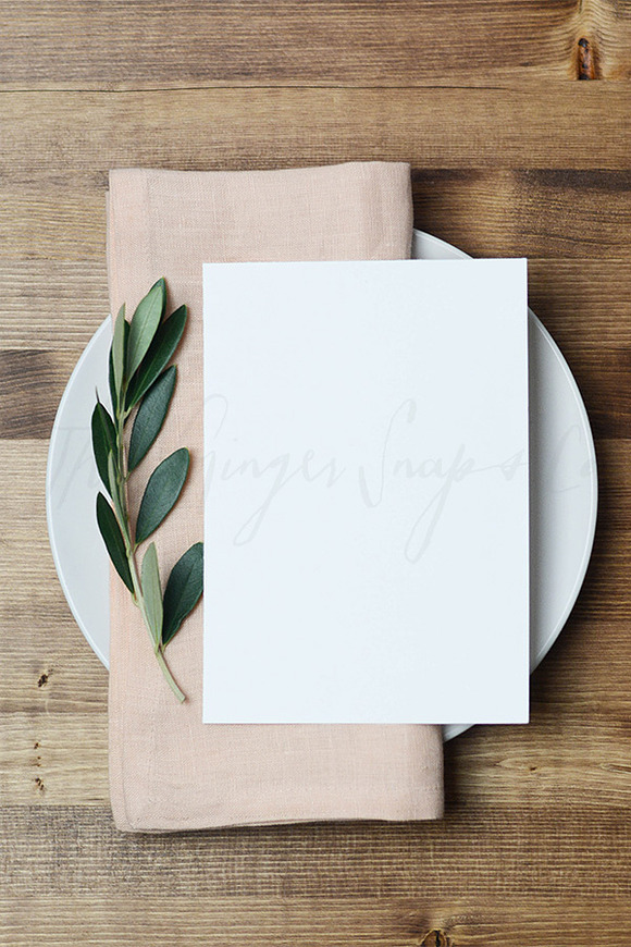 Blush and Olive Branch Place Setting in Print Mockups - product preview 1