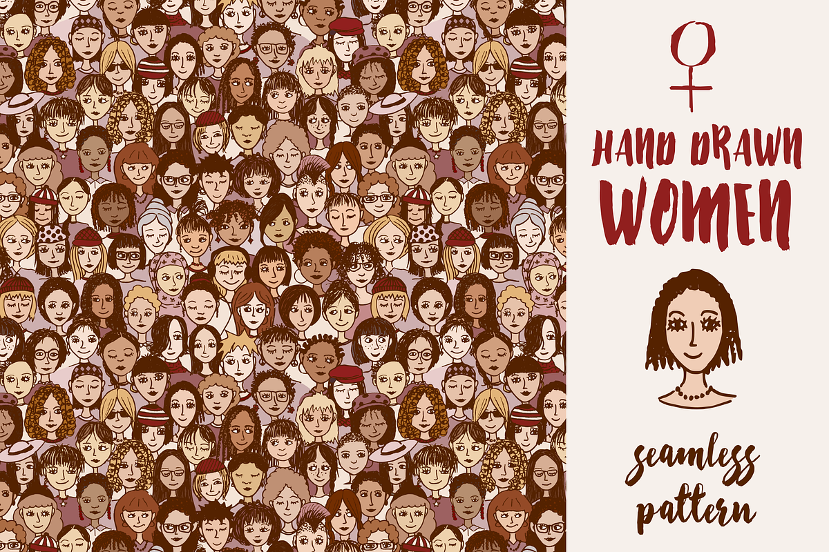 Women - Seamless Pattern, hand drawn in Patterns - product preview 8