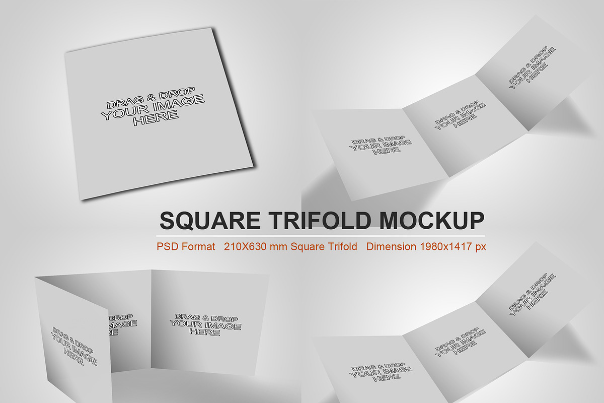 Square Trifold Mockup in Print Mockups - product preview 8
