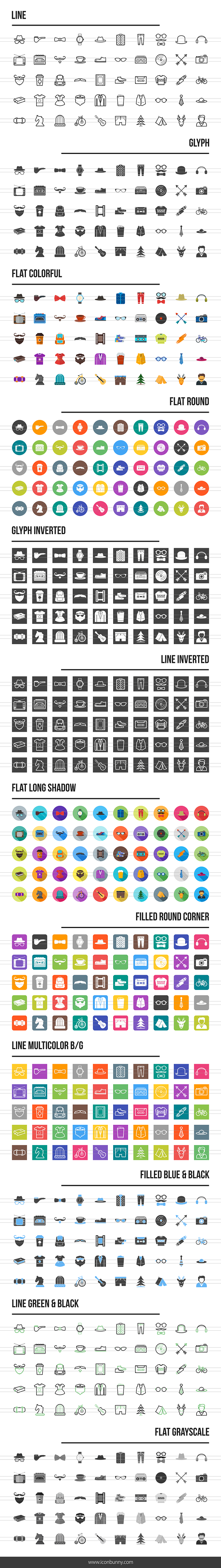 600 Hipster Icons in Graphics - product preview 1