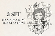 3 hand drawing illustrations vol.01
