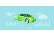 Car of Future Icon Flat Isolated