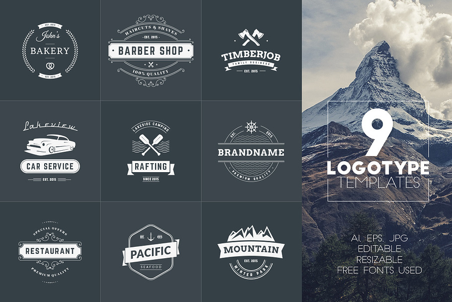 Set of 9 Logotype Templates in Logo Templates - product preview 8