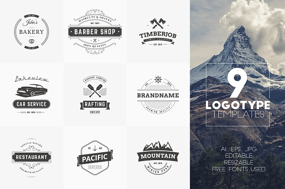 Set of 9 Logotype Templates in Logo Templates - product preview 1