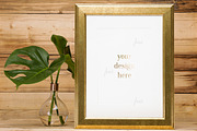 Frame with monstera deliciosa leaves