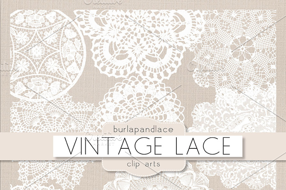White vintage lace in Illustrations - product preview 8
