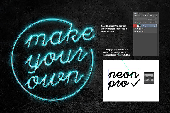 Neon Pro text effect in Photoshop Layer Styles - product preview 2