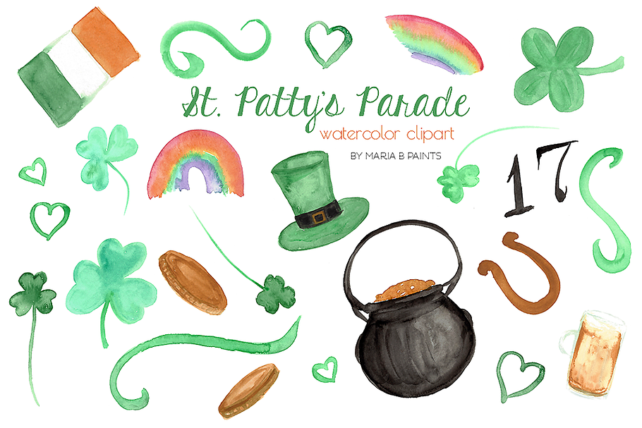 Watercolor Clip Art - St Patty's in Illustrations - product preview 8