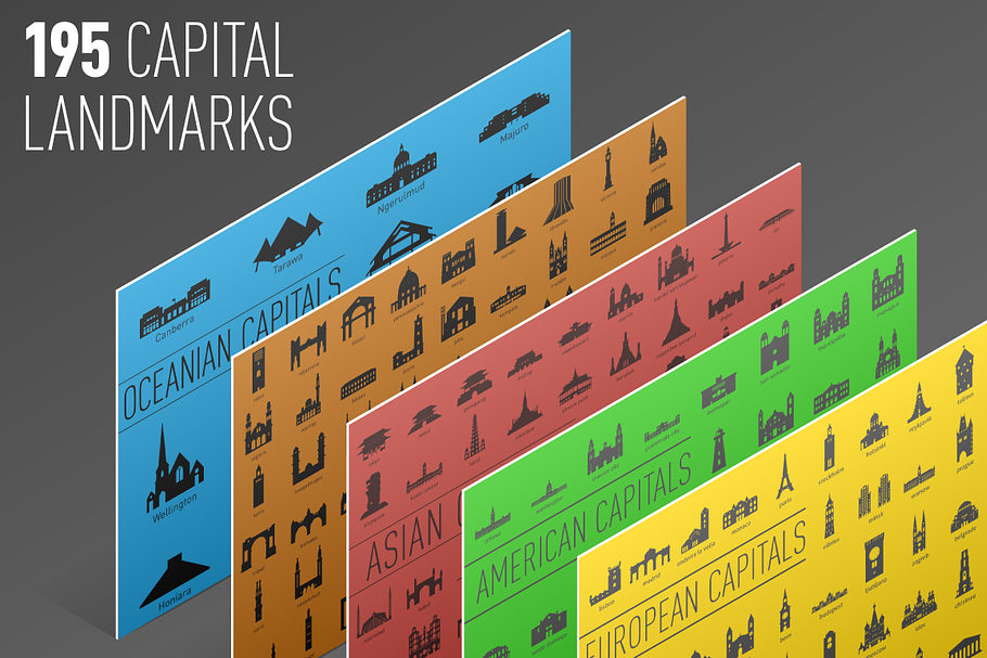 195 Capital Landmarks in Illustrations - product preview 8