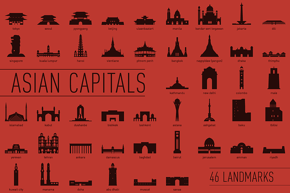 195 Capital Landmarks in Illustrations - product preview 3