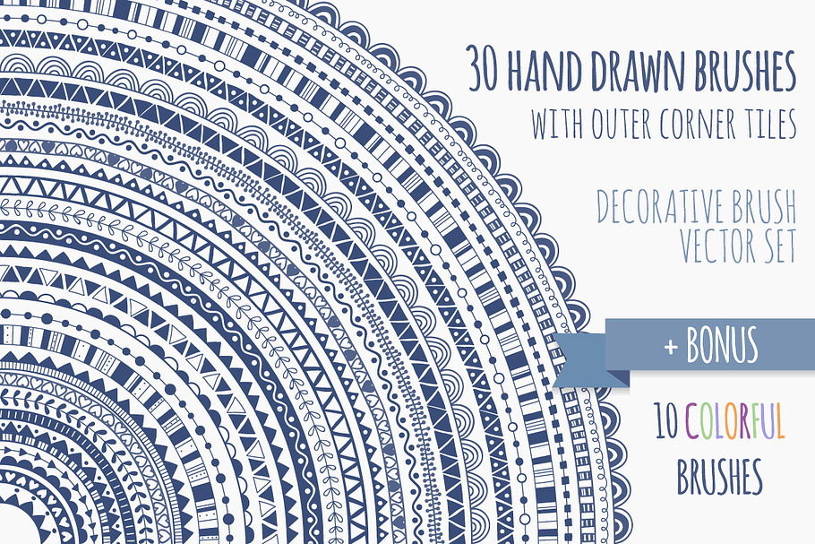 Decorative vector pattern brush set in Photoshop Brushes - product preview 8