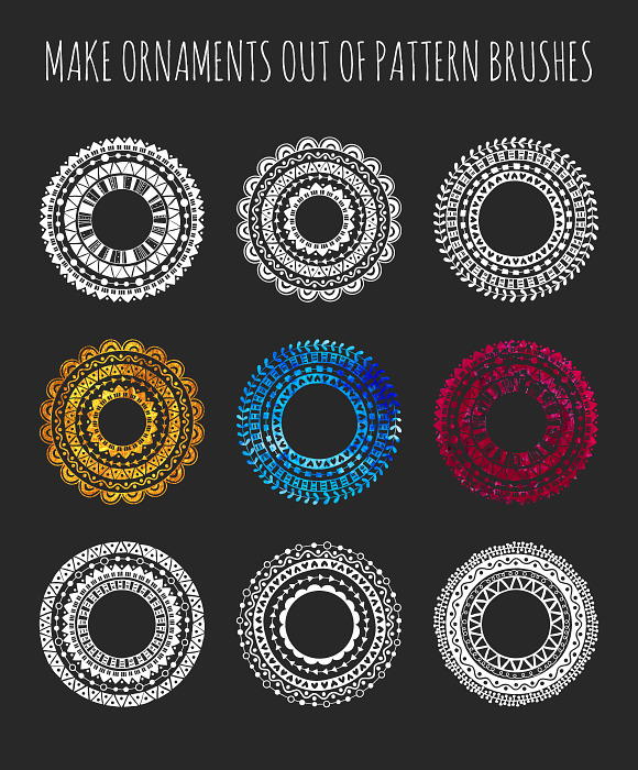 Decorative vector pattern brush set in Photoshop Brushes - product preview 3
