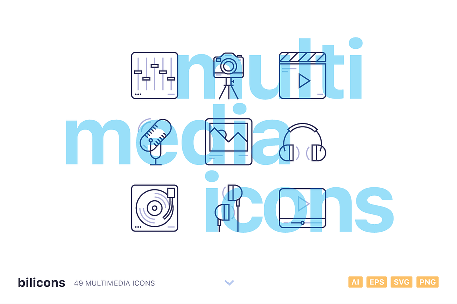 49 Multimedia Line Icons in Graphics - product preview 8