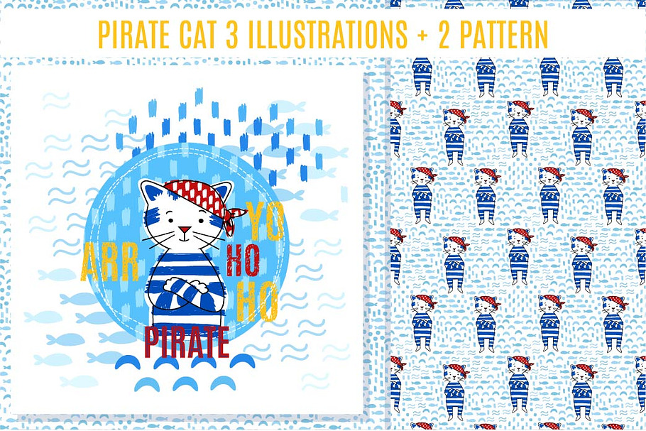 Pirate Cat vector illustrations