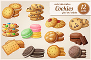 Cookies: Cartoon vector food icons