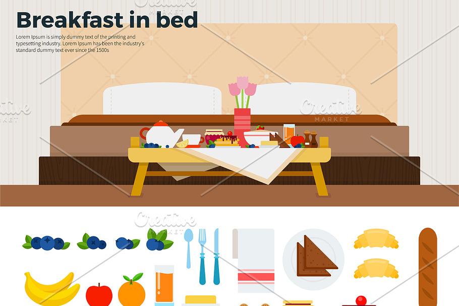 Little table with breakfast in Objects - product preview 8
