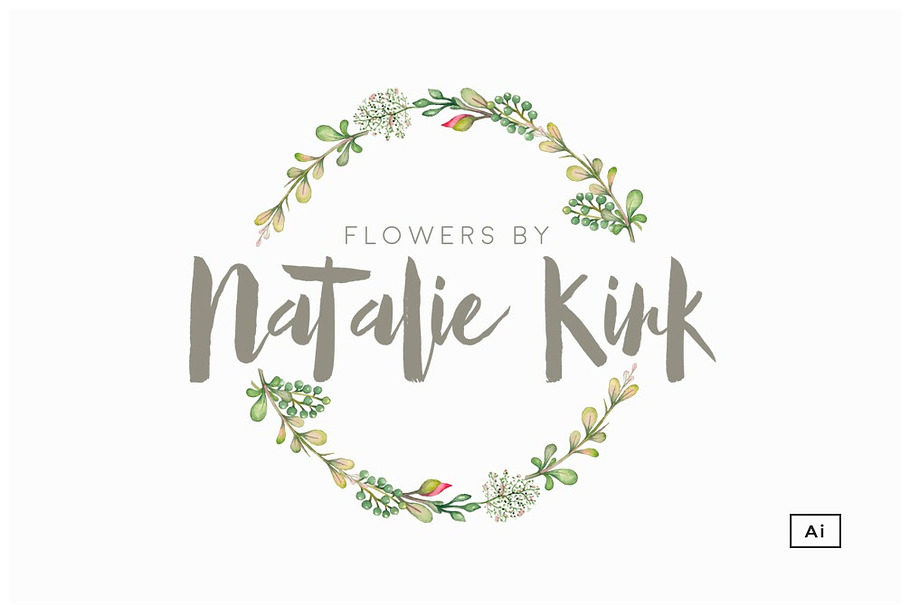 Floral Wreath Logo Template