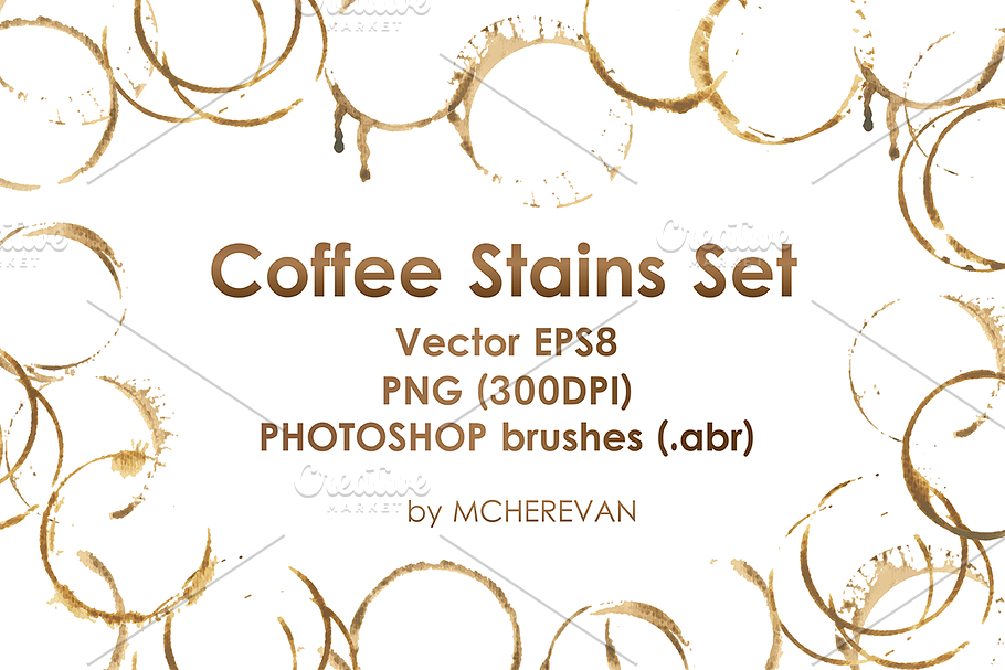 Coffee stains clipart and brush set