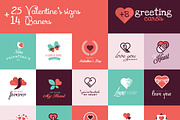 Set of Valentines Signs and Banners