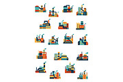 Industrial factory and plant icons