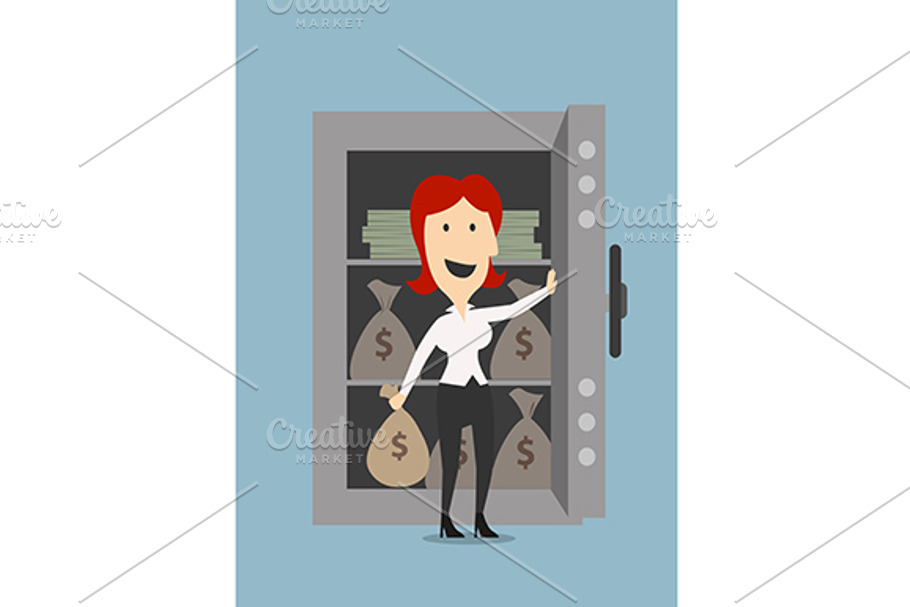 Happy businesswoman open safe door in Graphics - product preview 8