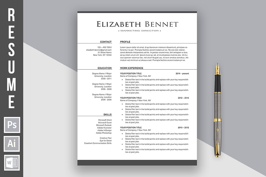 Resume Template "Elizabeth Bennet"