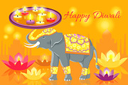 Happy Diwali Elephant Indian
