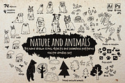 Nature and animals vector icons set
