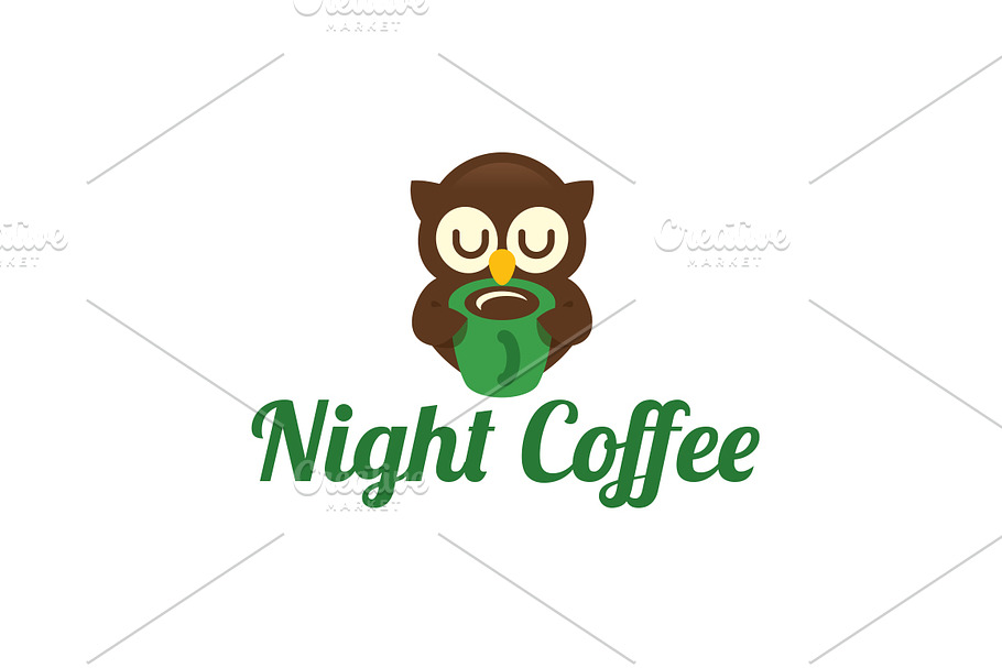 Night Coffee Logo Template
