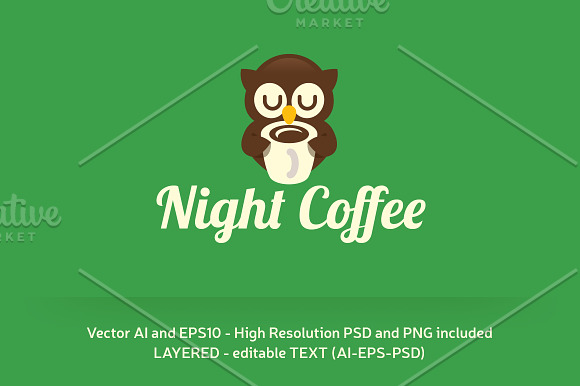 Night Coffee Logo Template in Logo Templates - product preview 1