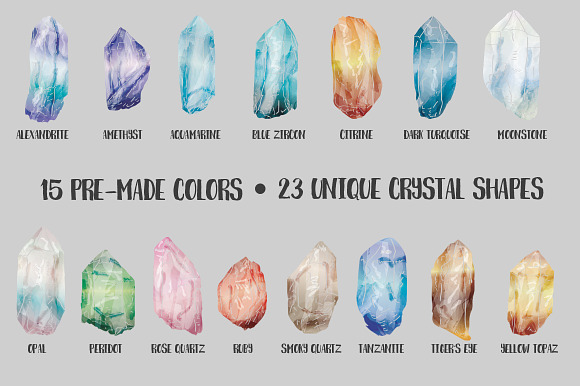 Hand Drawn Watercolor Crystals in Illustrations - product preview 3