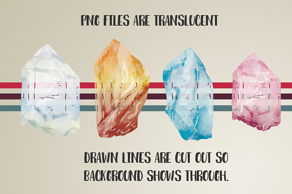 Hand Drawn Watercolor Crystals in Illustrations - product preview 4